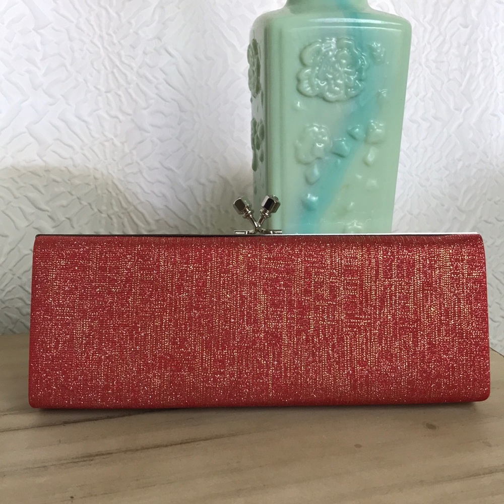 Lulu Townsend Red Metallic Sparkle Clutch